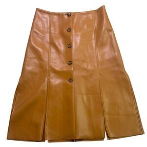Banana Republic Seamed Vegan Leather Midi Skirt Tan Size 14
